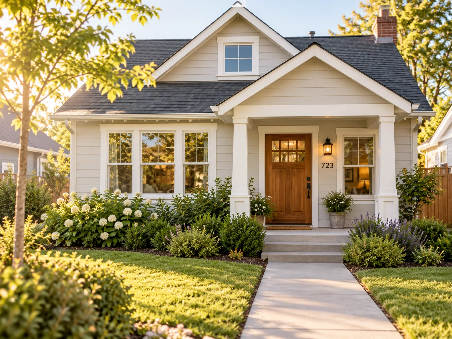 Welcoming home with a front porch and garden